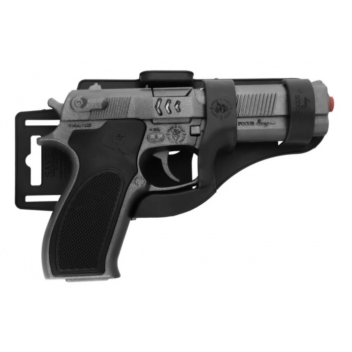 Mantar Patlatan Metal Krom Polis Tabancası - Metal Polis Silahı Çelik Mantar Silahı