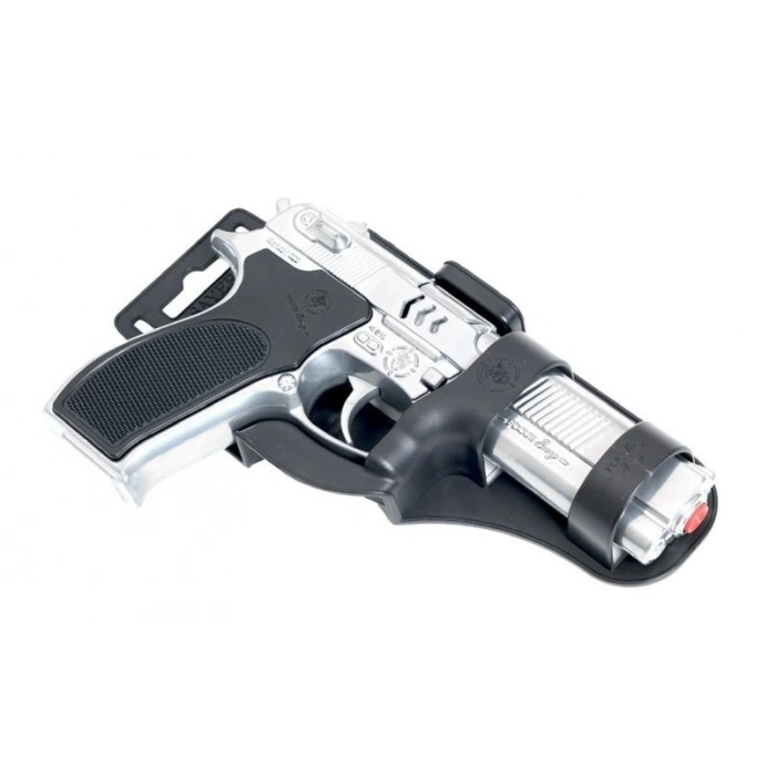 Mantar Patlatan Metal Çelik Polis Tabancası - Metal Polis Silahı Çelik Mantar Silahı