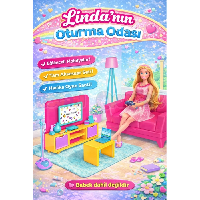 Lindanın Oturma Odası - Oturma Odası Oyuncak - Oturma Odası Seti - Barbie Oturma Odası
