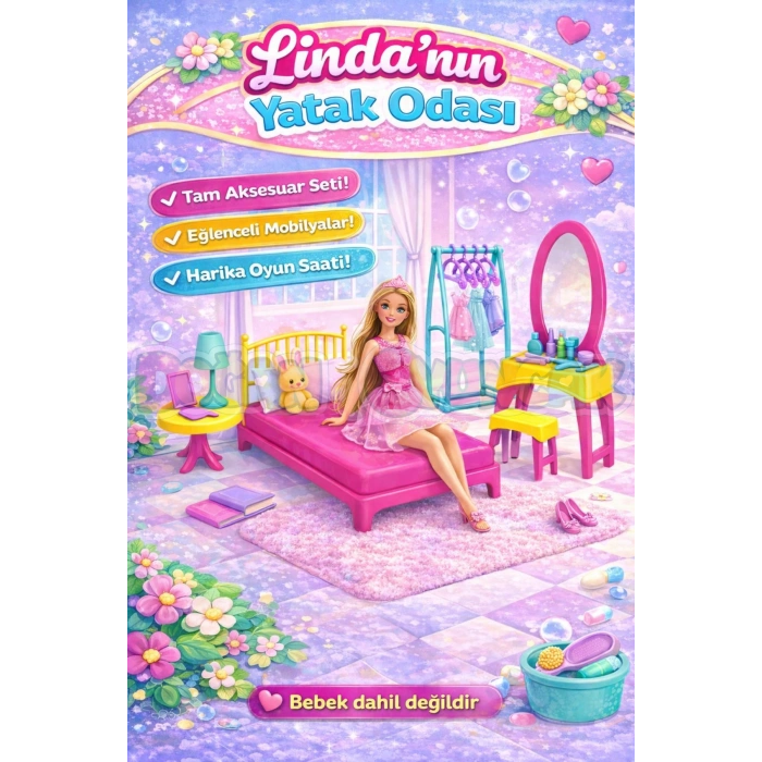 Lindanın Yatak Odası - Yatak Odası Oyuncak - Yatak Odası Seti - Barbie Yatak Odası