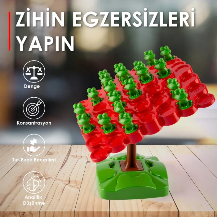 Kurbağa Denge Oyunu - Eğitici Oyuncak Kurbağa Ağacı Denge Oyunu - Strateji Oyunu