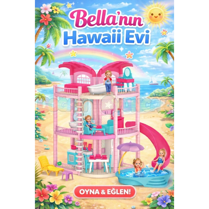 Bellanın Hawai Evi - Bella Oyuncak Ev - Barbie Ev Seti - Bellanın Hawai Evi - Bella Havuzlu Hawai Evi
