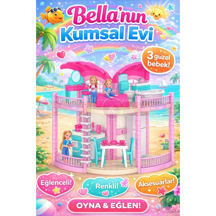 Bellanın Kumsal Evi - Bella Oyuncak Ev - Barbie Ev Seti - Bellanın Kumsal Evi - Bella 2 Katlı Evi