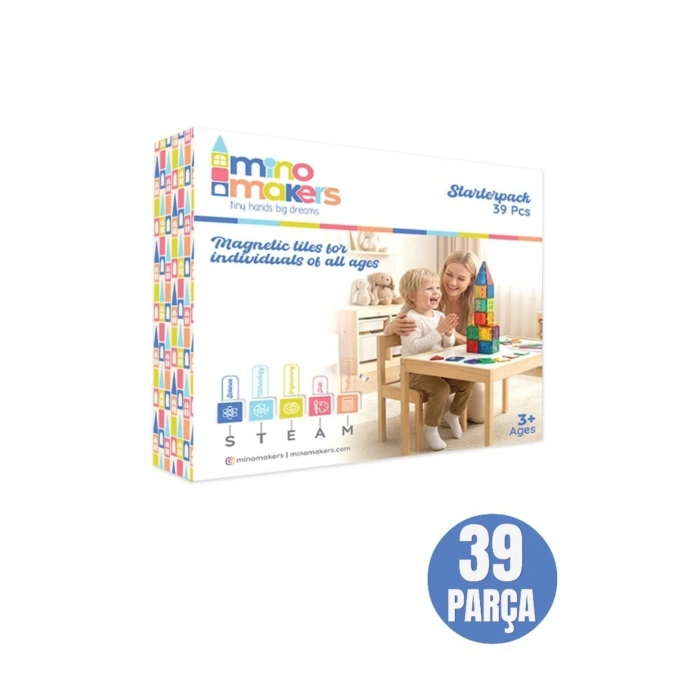 Manyetik Yapı Blokları 39 Parça - Çocuklar İçin 3 Boyutlu Renkli Mınatıslı Manyetik Blok