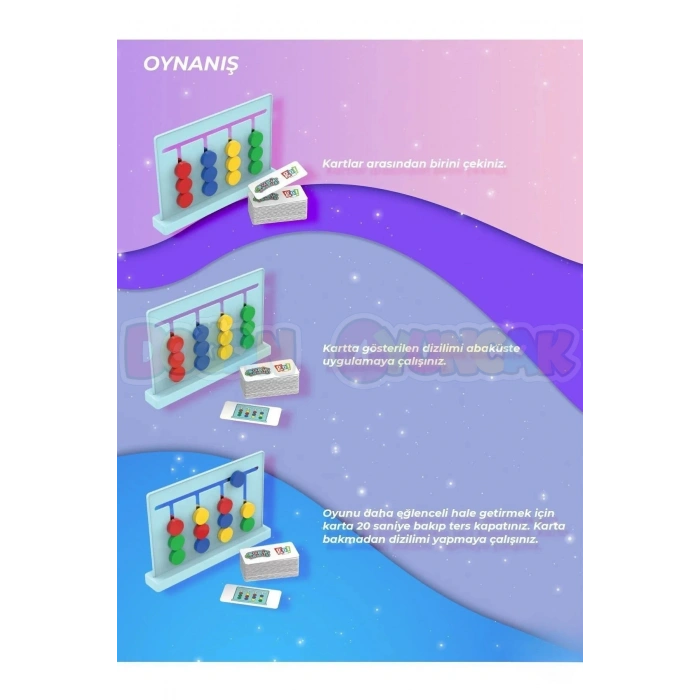 Renk Hafıza Oyunu - Rubik Abaküs Montessori Zeka Oyunu Eğitici Oyuncak