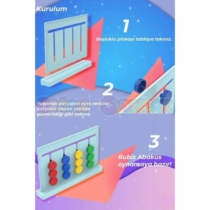 Renk Hafıza Oyunu - Rubik Abaküs Montessori Zeka Oyunu Eğitici Oyuncak