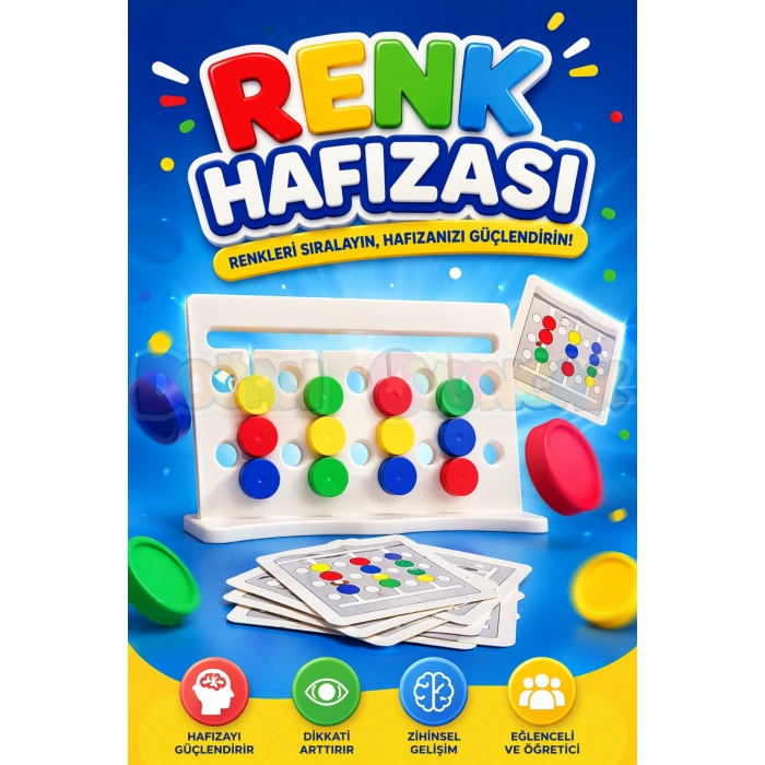 Renk Hafıza Oyunu - Rubik Abaküs Montessori Zeka Oyunu Eğitici Oyuncak