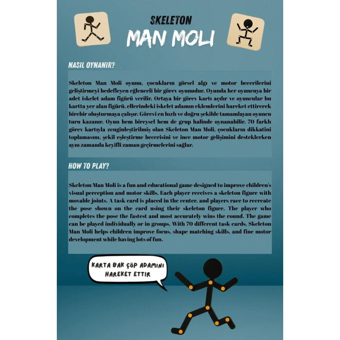 Çöp Adam Skeleton Man - Moli Kutu Oyunu Hafıza Dikkat Ve Beceri Oyunu Montessori Eğitici Oyuncak