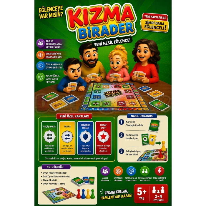 Kartlı Kızma Birader Oyunu - Akıl ve Zeka Oyunu - Kızma Birader Oyunu Aile Oyunu