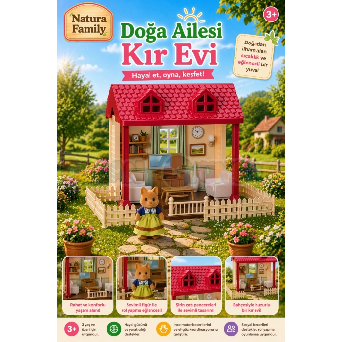 Doğa Ailesi Kır Evi Oyuncak Ev - Tavşan Ailesi Oyun Evi Tavşan Tatil Evi Sylvanian Evi