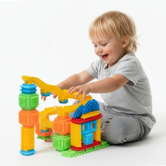 Kaktüs Bloklar Top Parkuru (100 Parça) - Kaktüs Oyuncak - Kaktüs Lego - Taraklı Lego Seti