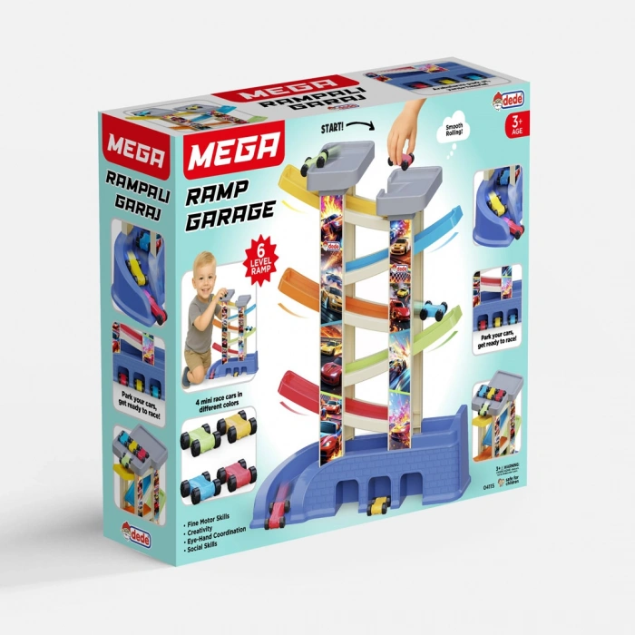Mega Rampalı Garaj (6 Katlı) - Oyuncak Araba Seti Yarış Seti Kaydıraklı Otopark Garaj Seti