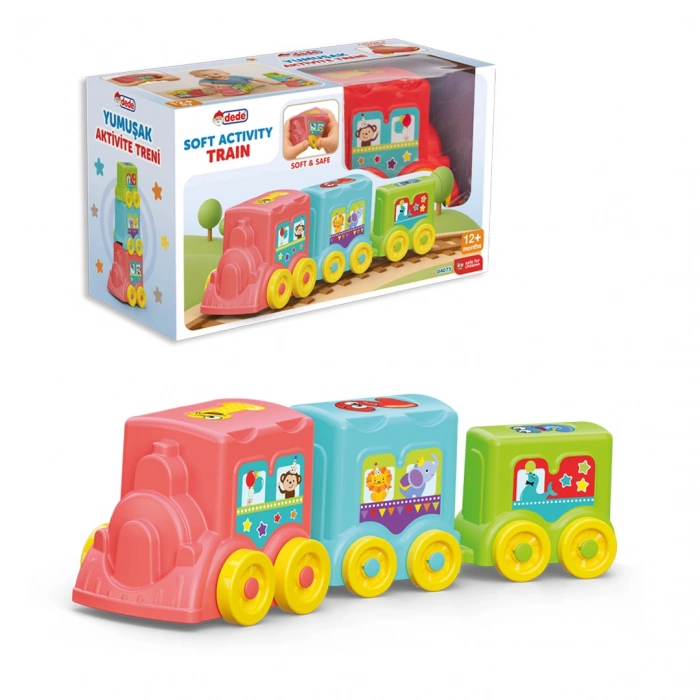 Yumuşak Aktivite Treni - Bebek Oyuncakları - Üst Üste Dizme Eğitici Oyuncak - Soft Lego Tren Oyuncakları