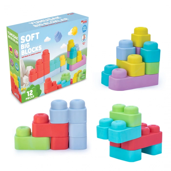 Yumuşak Soft Lego Seti 12 Parça - Büyük Yumuşak Bloklar - Büyük Soft Lego Oyuncakları - Yumuşak Lego - Soft Lego