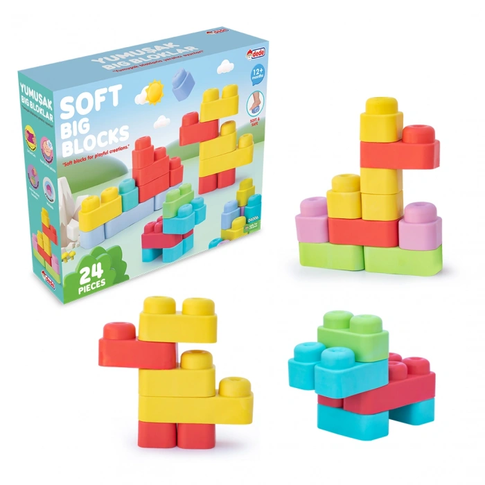 Yumuşak Soft Lego Seti 24 Parça - Büyük Yumuşak Bloklar - Büyük Soft Lego Oyuncakları - Yumuşak Lego - Soft Lego
