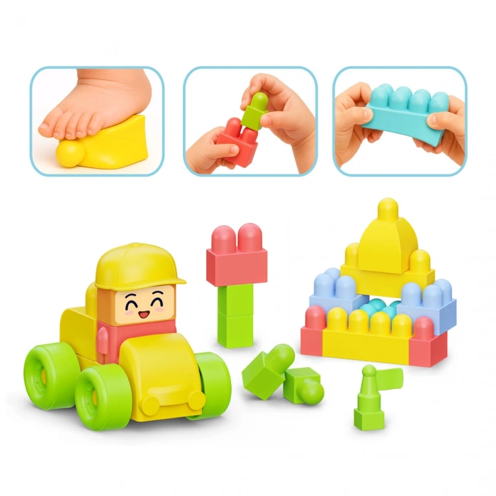 Yumuşak Bloki Blokları Araba Seti 24 Parça - Büyük Yumuşak Bloklar - Büyük Soft Lego Oyuncakları