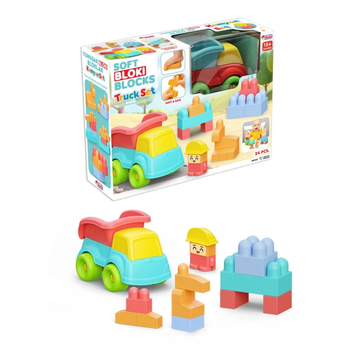 Yumuşak Bloki Blokları Kamyon Set 24 Parça - Büyük Yumuşak Bloklar - Büyük Soft Lego Oyuncakları