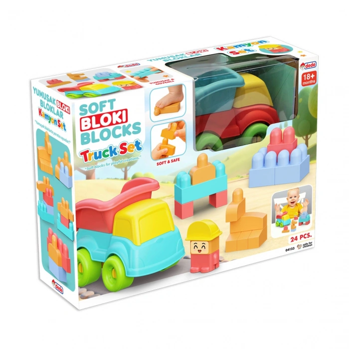 Yumuşak Bloki Blokları Kamyon Set 24 Parça - Büyük Yumuşak Bloklar - Büyük Soft Lego Oyuncakları