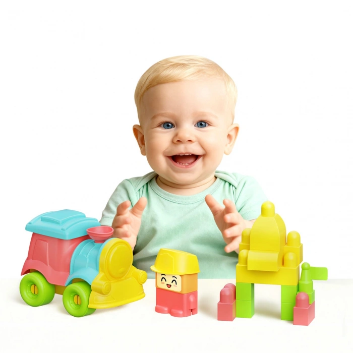 Yumuşak Bloki Blokları Tren Set 24 Parça - Büyük Yumuşak Bloklar - Büyük Soft Lego Oyuncakları