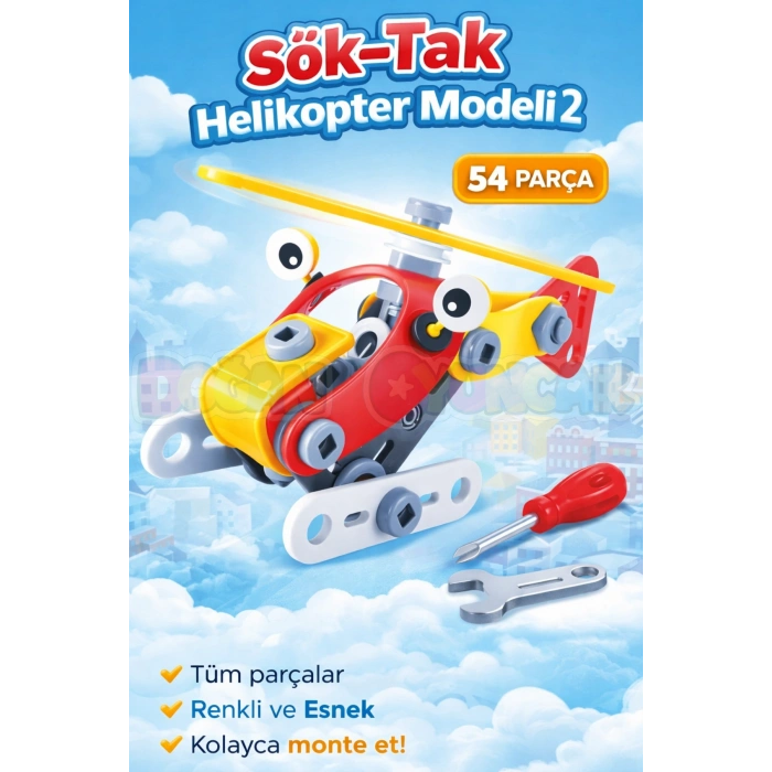 Hanye Sök-Tak Helikopter Modeli 2 - Oyuncak Söktak Helikopter Modeli - Lego Setleri