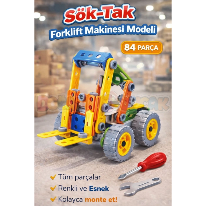 Hanye Sök-Tak Forklift Makinesi Modeli - Oyuncak Söktak İnşaat Modeli - Lego Setleri