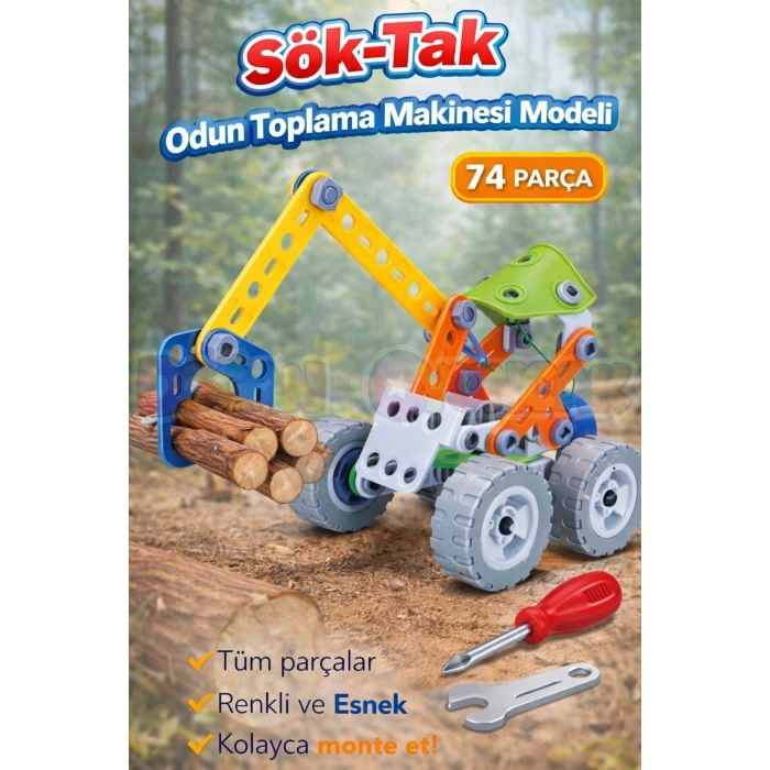 Hanye Sök-Tak Odun Toplama Makinesi Modeli - Oyuncak Söktak İnşaat Modeli - Lego Setleri