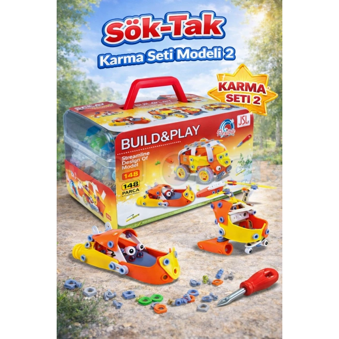 Hanye Sök-Tak Karma Seti Modeli 2 - Oyuncak Söktak 5i Bir Arada Çanta Modeli - Lego Setleri