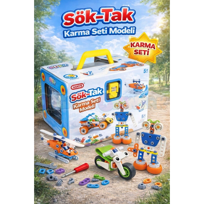 Hanye Sök-Tak Karma Seti Modeli - Oyuncak Söktak 5i Bir Arada Çanta Modeli - Lego Setleri