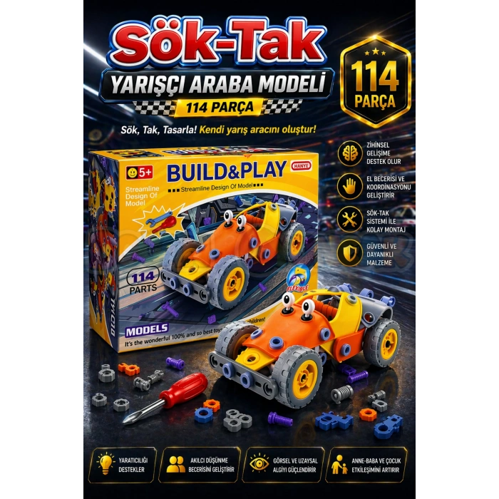 Hanye Sök-Tak Yarışçı Araba Modeli - Oyuncak Söktak Araç Modeli - Lego Setleri