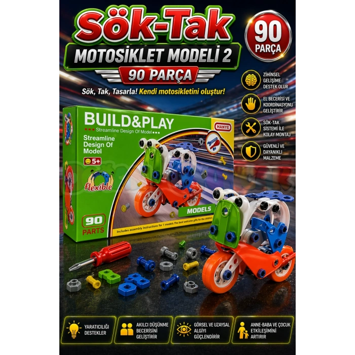 Hanye Sök-Tak Motosiklet Modeli 2 - Oyuncak Söktak Motorsiklet Modeli - Lego Setleri