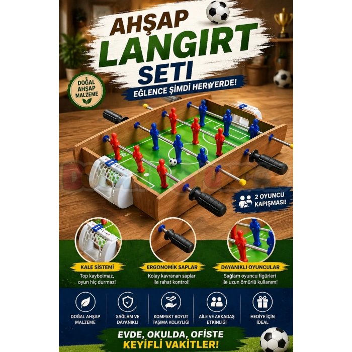 Ahşap Langırt Seti - Ahşap Oyuncak - Futbol Oyuncakları - Top Oyuncak Langırt Setleri - Langırt Oyuncakları - Ahşap Masa Oyunu