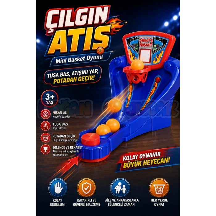 Çılgın Atış Oyunu - Mini Basket Oyunu - Basket Atma Oyunu Basketbol Maçı - Basketbol Oyuncak - Basket Oyunu