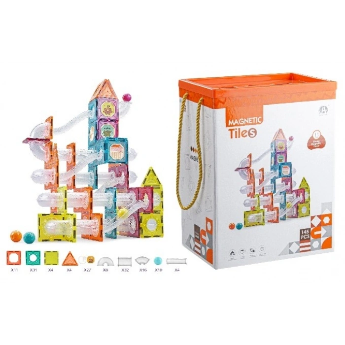 Orijinal Magnetic Tiles 145 Parça Manyetik Lego - Magnetic Magical Magnet - Mıknatıslı Lego