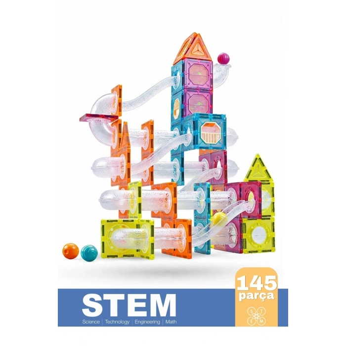 Orijinal Magnetic Tiles 145 Parça Manyetik Lego - Magnetic Magical Magnet - Mıknatıslı Lego