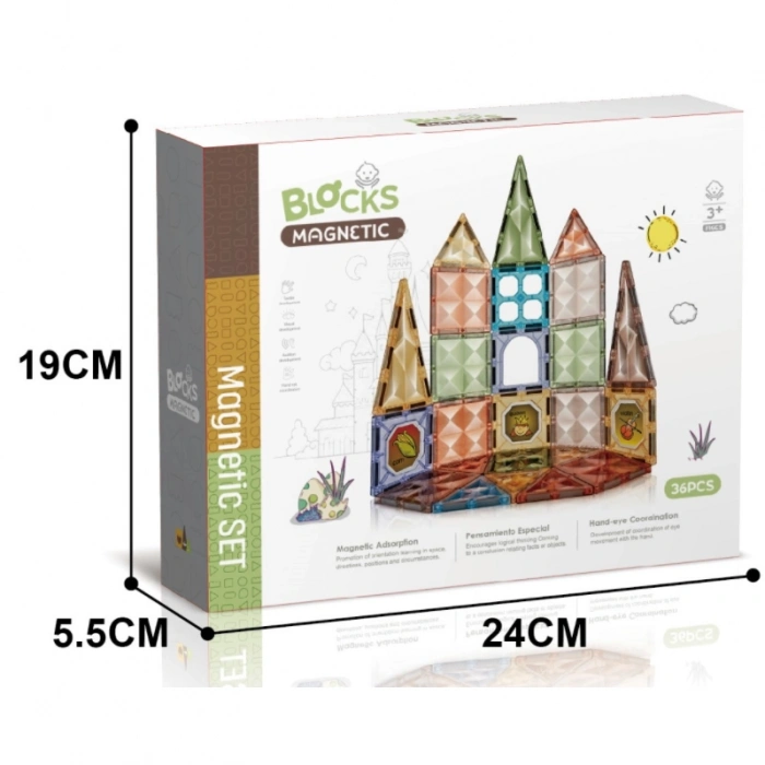 Orijinal Magnetic Tiles Star Diamond 36 Parça Manyetik Lego - Magnetic Magical Magnet - Mıknatıslı Lego