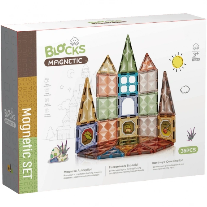 Orijinal Magnetic Tiles Star Diamond 36 Parça Manyetik Lego - Magnetic Magical Magnet - Mıknatıslı Lego