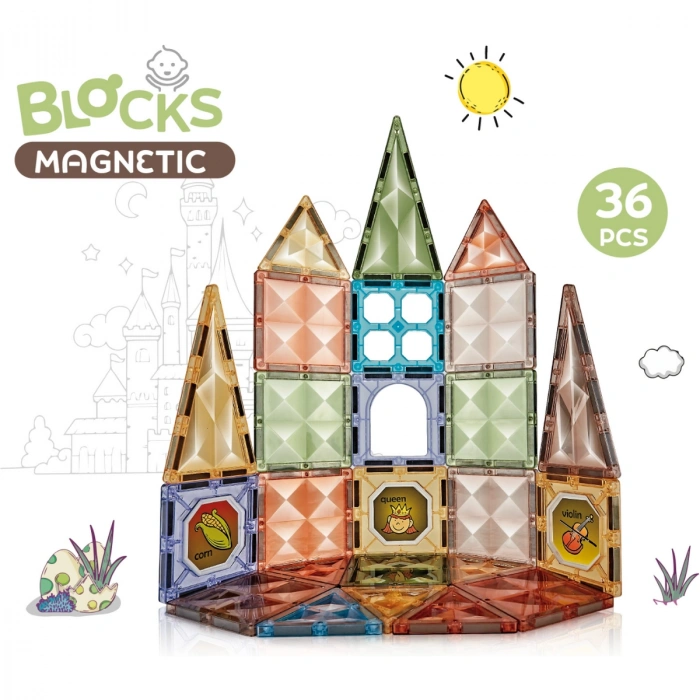 Orijinal Magnetic Tiles Star Diamond 36 Parça Manyetik Lego - Magnetic Magical Magnet - Mıknatıslı Lego
