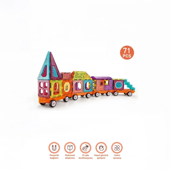 Orijinal Magnetic DIY 71 Parça Manyetik Lego - Magnetic Magical Magnet - Mıknatıslı Lego