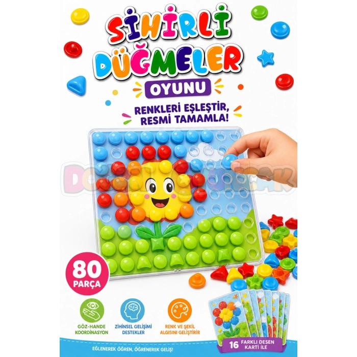 Sihirli Düğmeler Oyunu - Oyuncak Sihir Düğmeler - Renkleri Yerine Yerleştirme Oyunu Resim Oyunu