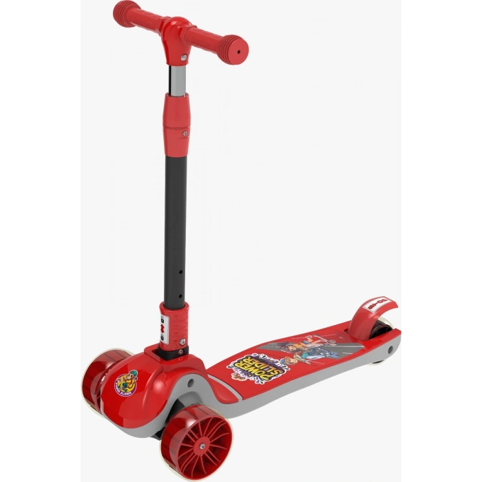 Power Slider Kırmızı Katlanabilir 3 Tekerlekli Scooter - Işıklı Scooter - Çocuk Scooter - Slikon Teker