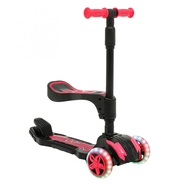 Cool Wheels Oturaklı Pembe Combo Işıklı 3 Tekerlekli Katlanabilir Scooter - CoolWheels Scooter - Çocuk Scooter