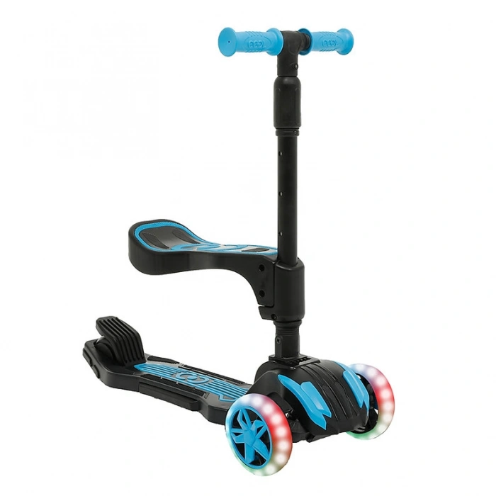 Cool Wheels Oturaklı Mavi Combo Işıklı 3 Tekerlekli Katlanabilir Scooter - CoolWheels Scooter - Çocuk Scooter