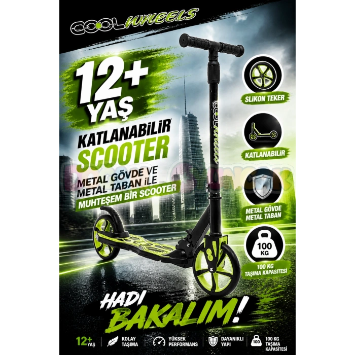 Cool Wheels 12+ Yaş Sarı 2 Tekerlekli Katlanabilir Scooter - CoolWheels Scooter - Genç Scooter