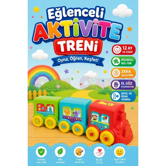 Eğlenceli Aktivite Treni - Üst Üste Dizmece - Bebek Oyuncağı - Tren Oyuncakları