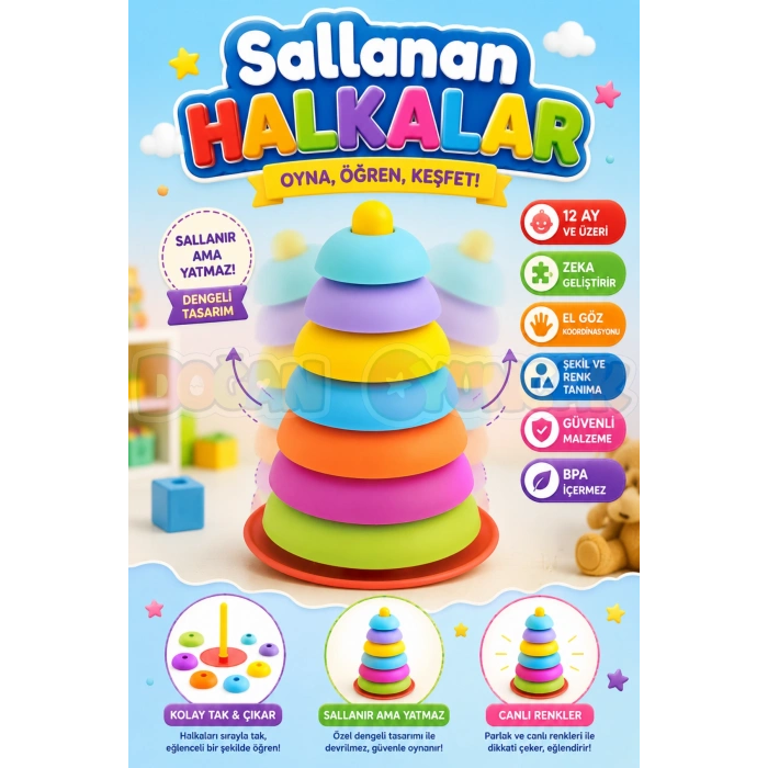Sallanan Halkalar - Hacıyatmaz Lego - Bebek Oyuncağı - Kule Oyunu