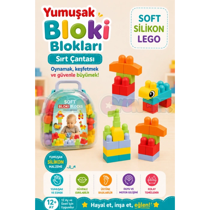 Yumuşak Bloki Blokları Sırt Çantası - Büyük Yumuşak Bloklar - Büyük Soft Lego Oyuncakları