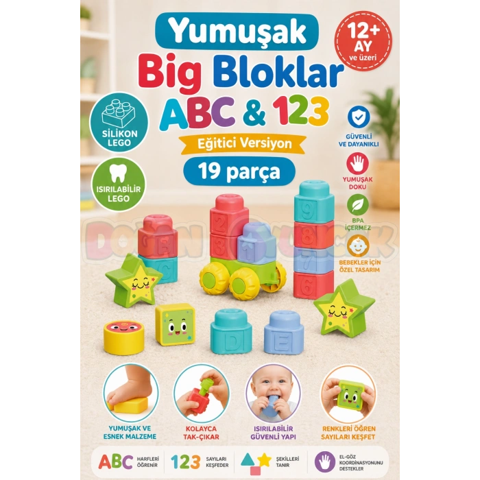 Yumuşak Big Bloklar ABC & 123 - Büyük Yumuşak Bloklar - Büyük Soft Lego Oyuncakları