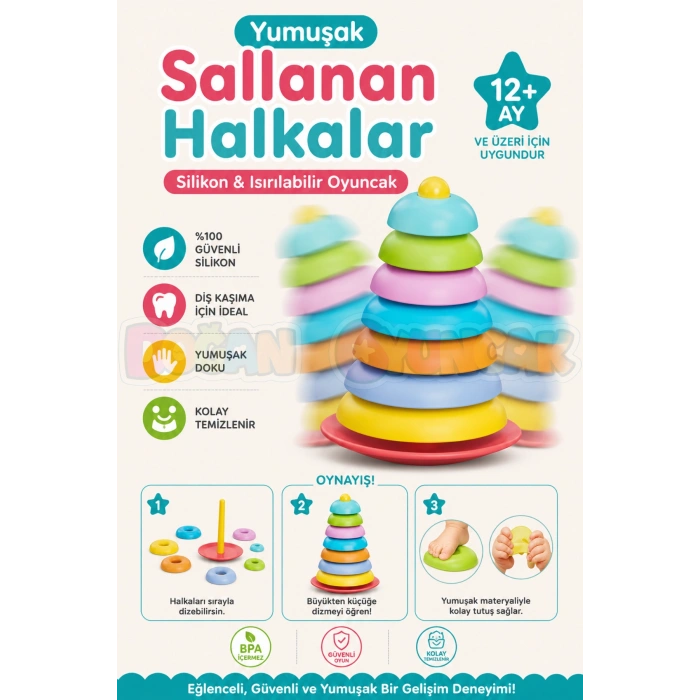 Yumuşak Sallanan Halkalar - Bebek Oyuncakları - Sallanan Halkalar Oyuncak - Yumuşak Lego - Soft Lego