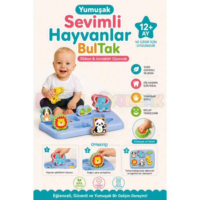 Yumuşak Sevimli Hayvanlar Bultak - Bebek Oyuncakları - Hayvan Yerleştirme Oyuncak - Yumuşak Lego - Soft Lego
