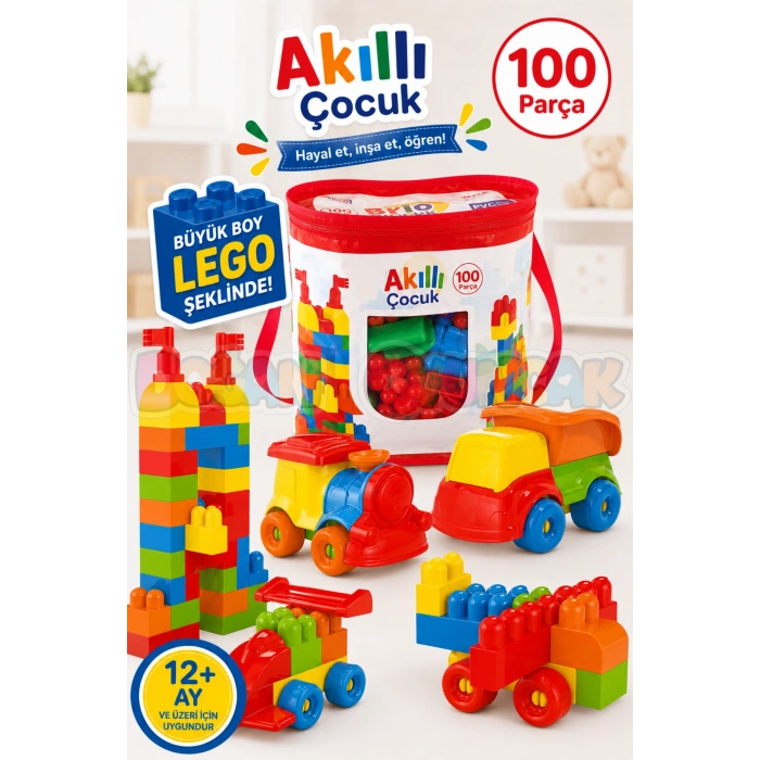 Akıllı Çocuk (100 Parça) - Büyük Parça Lego - Lego Setleri - Bloklar - Bebek Lego